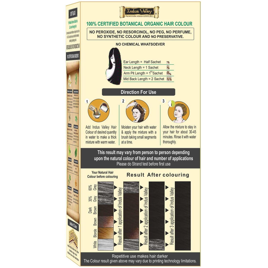Indus Black Natural Hair Dye Color 100% Organic PPD Free By Indus Valley
